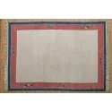 Ηandmade rug from India off white with pink and blue frame