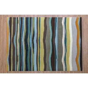 χαλί προσφορά στην Ελλάδα με χρώμα:  πολύχρωμο ριγέ, καφέ, γκρι, κίτρινο, κροκί, πράσινο, λευκό