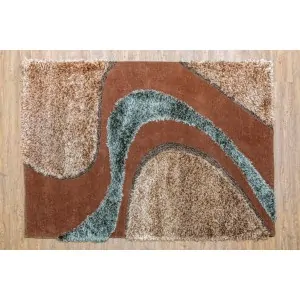 Carpet color: brown, blue, terracotta, large oval patterns forming an s