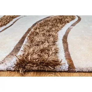 the silk brown beige material of the rug Makis Tselios