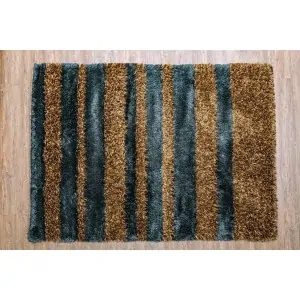 LAST ITEM OFFER HANDMADE RUG MAKIS TSELIOS Artificial silk brown and blue
