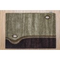 PIERRE CARDIN HANDMADE ARTIFICIAL SILK RUG : dark olive-brown with patterns.