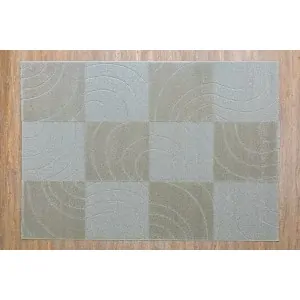 Beige- gray wool with chess pattern, machine carpet New Zealand