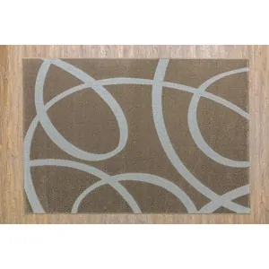 Brown - gray wool with circular off white lines pattern