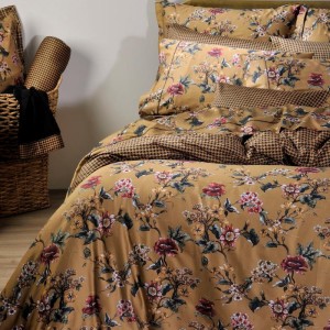 SET BED SHEETS GOLD FLOWER