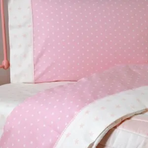 100% Cotton Satin Combed 220 Threads children bed sheets STARS PINK