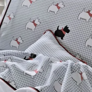 100% Cotton Satin Combed 220 Threads children bed sheets grey dogs