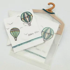 baby bed sheets set for cribs with pattern blue air balloon