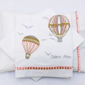 βρεφικα σεντονάκια κούνιας  «Raison d'etre» με σχέδιο αερόστατα ροζ κόκκινο