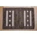 RUG dark brown bouclé with 2 large parallel shapes made of beige straight weave
