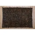 Color: dark brown bouclé carpet with yellow hues