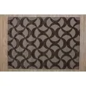 HANDMADE ACRYLIC RUG GEOMETRIC PATTERN BEIGE AND BROWN