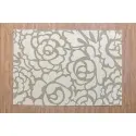 HANDMADE ACRYLIC RUG FLORAL PATTERN ivory white with beige lines throughout that carpet forming flowers