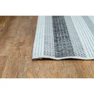 SYNTHETIC WICKER RUG GRAY STRIPES 13