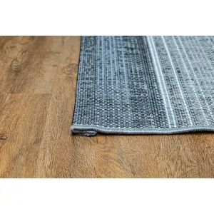 SYNTHETIC WICKER RUG GRAY BEIZE STRIPES 17