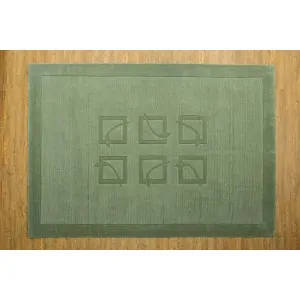 Ηandmade green wool rug