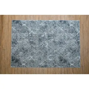 Color carpet on offer: gray white charcoal with embossed ethnic boho pattern