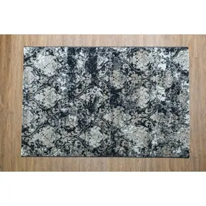 discount carpet Color: beige gray white with charcoal classic vintage design