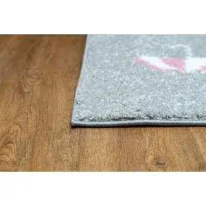 the corner of the grey kids carpet with pink umbrella and dimensions 160X230