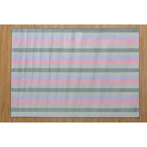 RUG KIDS ROOM PINK GREY STRIPES