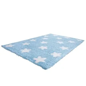 SHAGGY COCOON BABY ROOM RUG BLUE STARS