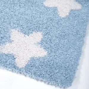 SHAGGY COCOON BABY ROOM RUG BLUE STARS