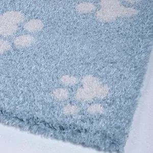 SHAGGY COCOON BABY ROOM RUG BLUE PAWS