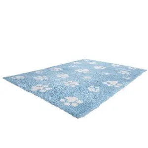 το παιδικο χαλι cocoon με σχέδιο πατούσες σε μπλε χρώμα στο Λευκό μαγαζί Κόρινθος