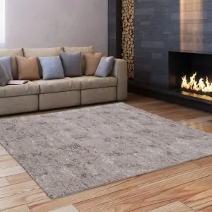 beige living room with the brown beige carpet with golden veins