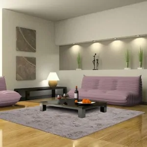 beige living room with the brown beige carpet with golden veins