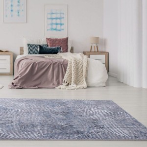 CARPET MODERN OSTIA GREY BLUE LINEAR PATTERN 7100/953