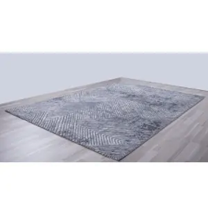 CARPET MODERN OSTIA GREY BLUE LINEAR PATTERN 7100/953