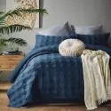 BEDSPREAD CAIRO DENIM ON BED IN LEFKO SHOP PELOPONNESE