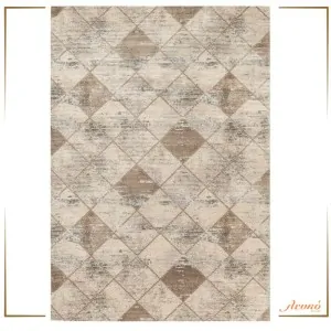 rug PALMA BEIGE GREY ABSTRACT 30675 with rhombus design by new plan in lefko shop korinthia