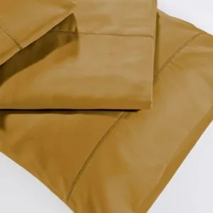 brown sheet set with pillowcases down town cotton satin from the linen store in Greece Lefko