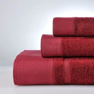 down town home greece SET BATH TOWELS NEW ROSA BURGUNDY 61-1112