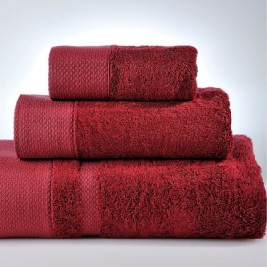 SET BATH TOWELS NEW ROSA BURGUNDY 61-1112