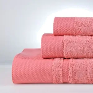 coral cotton towels set down town home greece