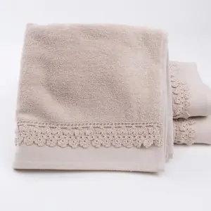 Handmade towel set made of 100% cotton terry crochet, 500gsm. Liolios Home's Small Flower towels