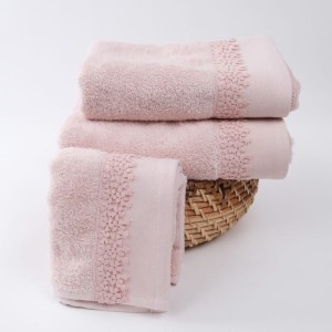 SET BATH TOWELS MARGARITA PINK LACE