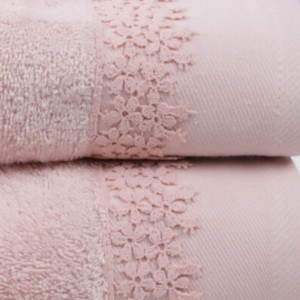 SET BATH TOWELS MARGARITA PINK LACE