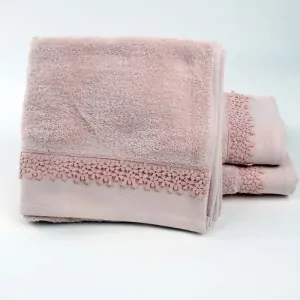 Handmade towel set made of 100% cotton terry lace, 500gsm. Liolios Home's Small Flower towels