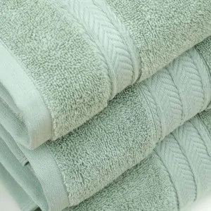 3 BATH TOWELS IN BATHROOM mint green  BY LIOLIOS HOME GREECE
