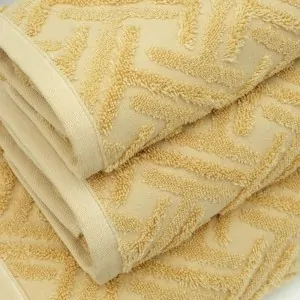 dusty yellow milano towels set by greek brand Liolios Home in toLefko Korinthia Peloponnese
