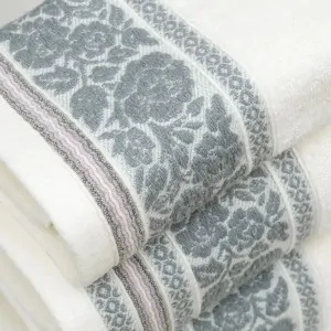close-up detail of the quality Monaco towel with embossed grey pattern