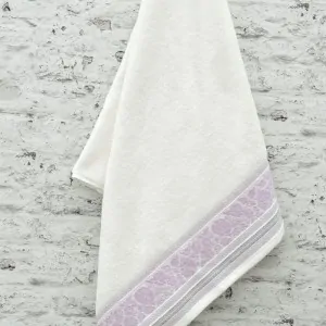 hanged white towels 100% cotton in a bathroom in Peloponnese