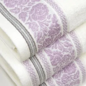 close-up detail of the quality Monaco towel with embossed rose pattern
