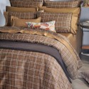 Down Town cotton sateen checkered sheet set with gold, brown and white color