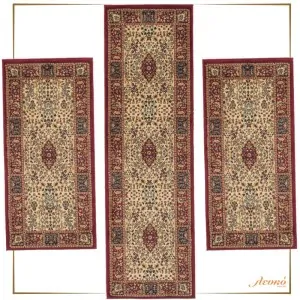 Bordeaux, beige, brown classic 1903 bedroom set of 3 carpets in korinthos