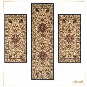 Blue, beige, brown color classic rug 3 pieces set bedroom in Korinthos spiti shop